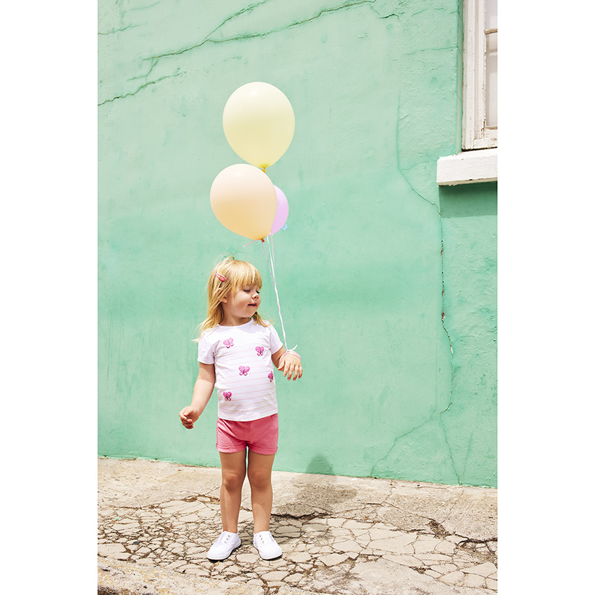 T-shirt manches courtes type marinière fantaisie pour bébé fille 