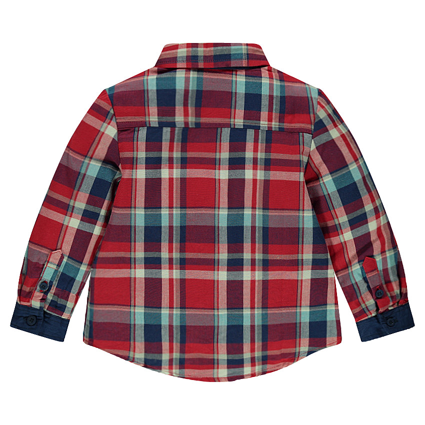 Chemise manches longues à carreaux contrastés 