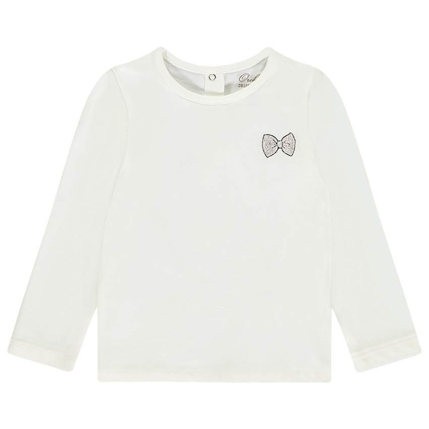 T-shirt manches longues avec nœud brodé pour bébé fille 