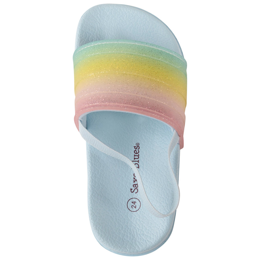 Claquettes arc-en-ciel pailletées pour fille avec lanière selon la pointure 