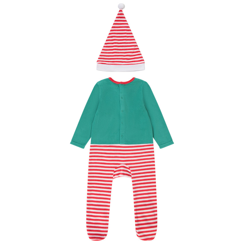 Coffret cadeau de Noël bébé mixte pyjama + bonnet Joyeux Lutin vert sapin