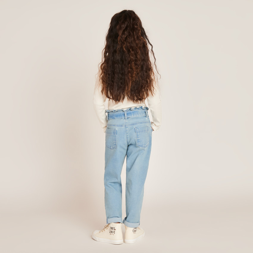 Jeans paperbag met strikceintuur voor meisje 
