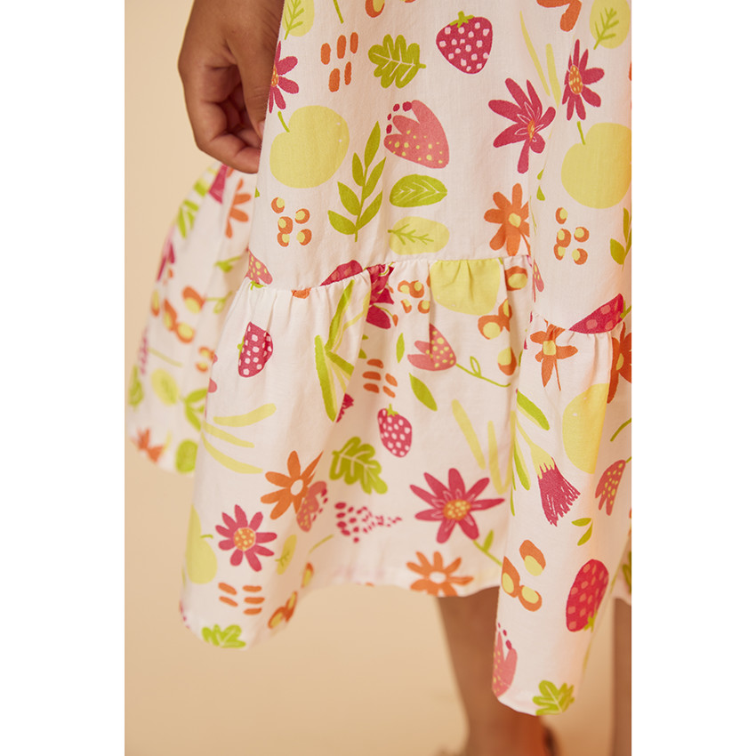 Robe à bretelles en crochet et voile imprimé fleurs pour fille 