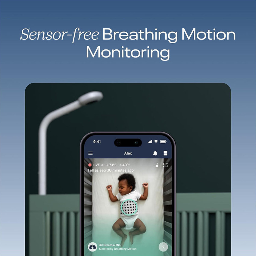 Babyphone Vidéo Pro + dispositif respiratoire + Support de sol pour caméra Blanc 