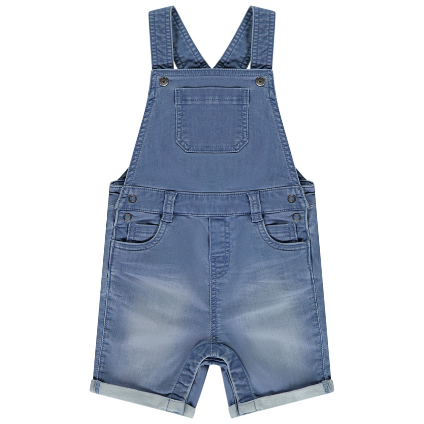 Salopette courte uni en denim pour bébé garçon 