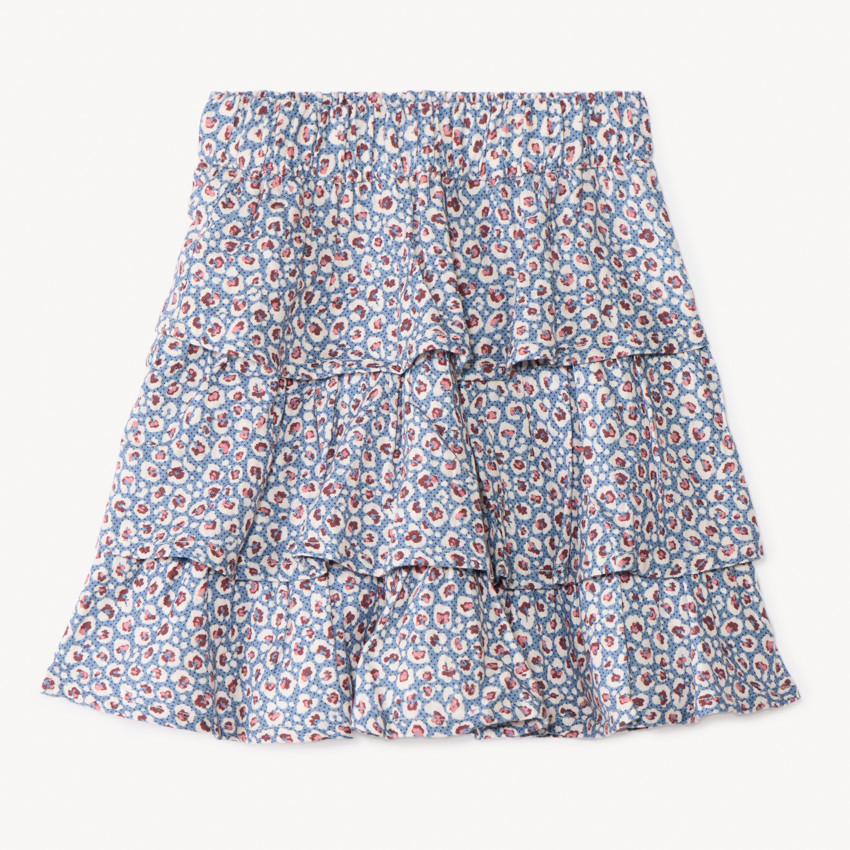 Jupe courte à volant imprimé fantaisie pour fille  