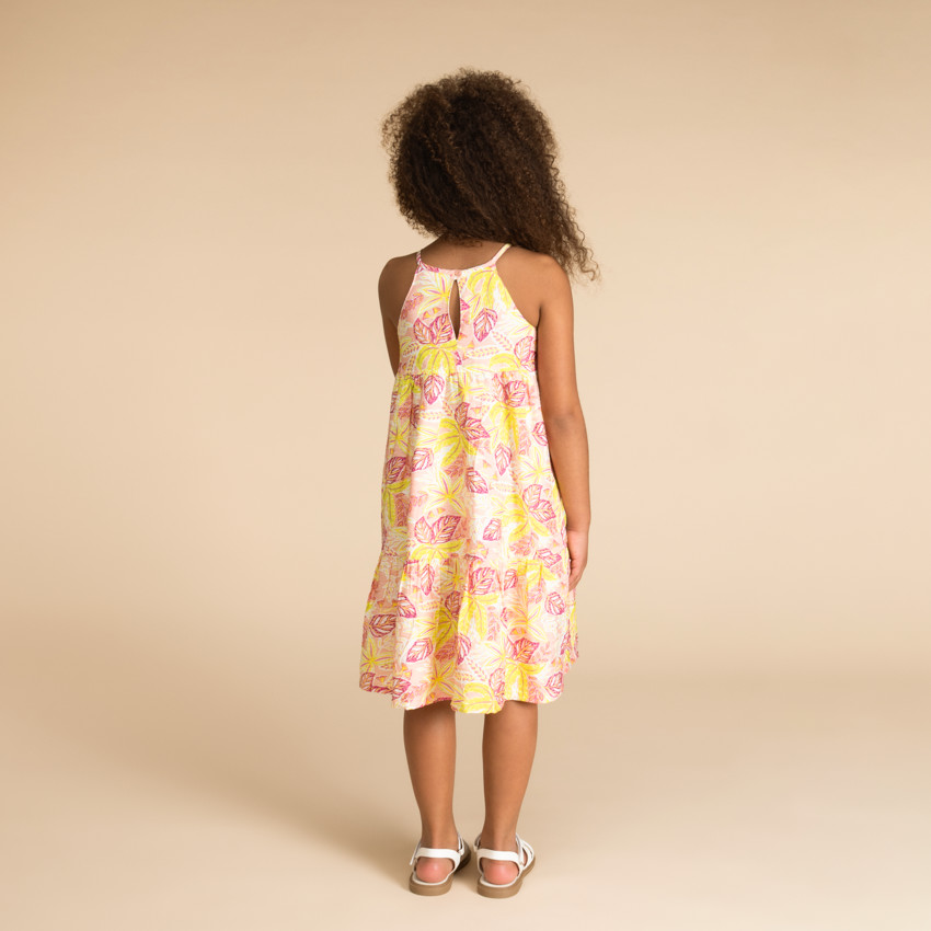 Jurk lange bretellen bedrukt bladeren voor meisjes 