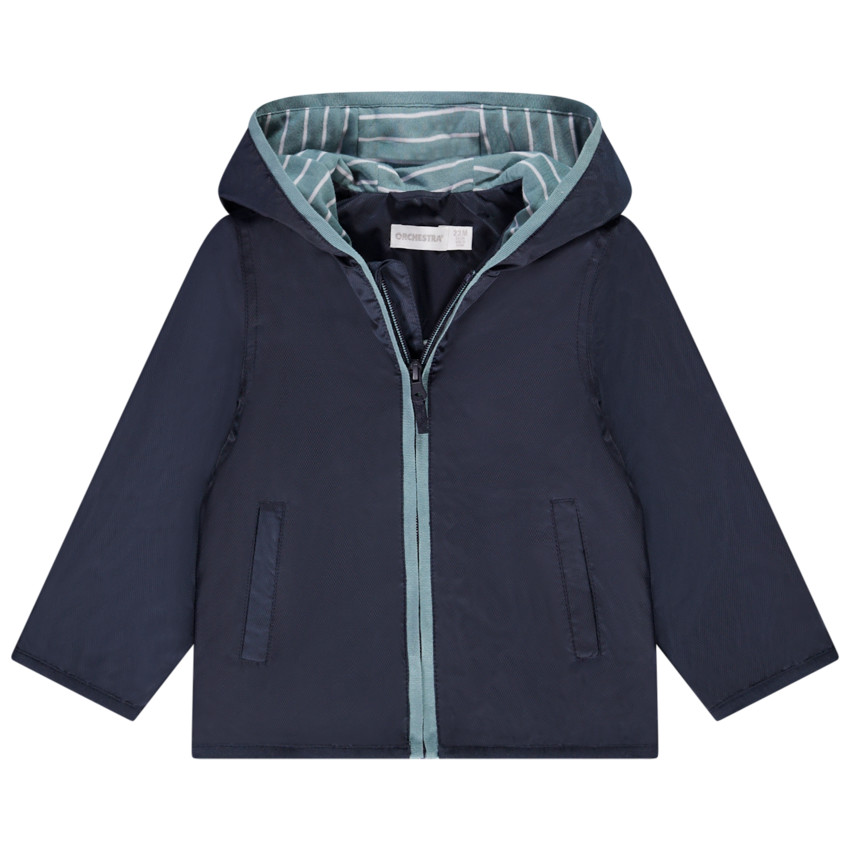 Gestreept windjack van gerecycled polyester met kap voor jongens 