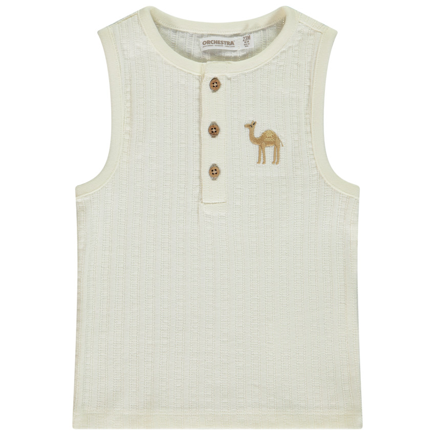 Débardeur côtelé avec dromadaire brodé pour bébé garçon 