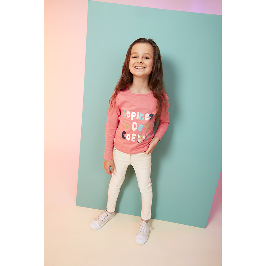 Jean slim uni avec strass pour fille 