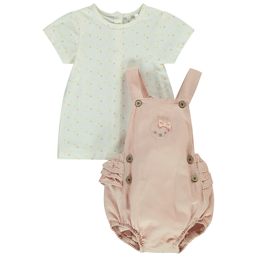Ensemble t-shirt + salopette pour bébé fille 