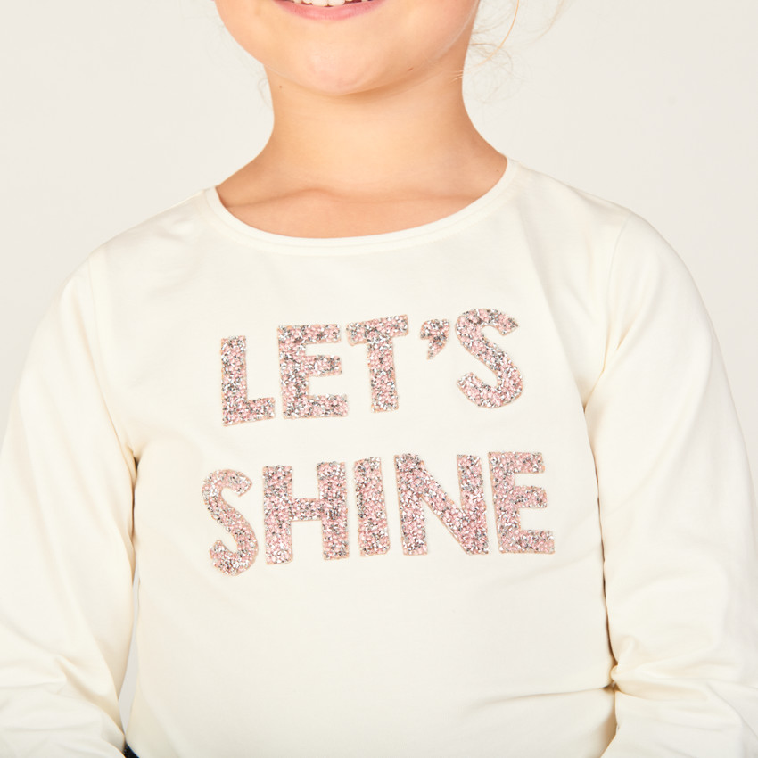 T-shirt manches longues à motif pailleté et strass pour fille 