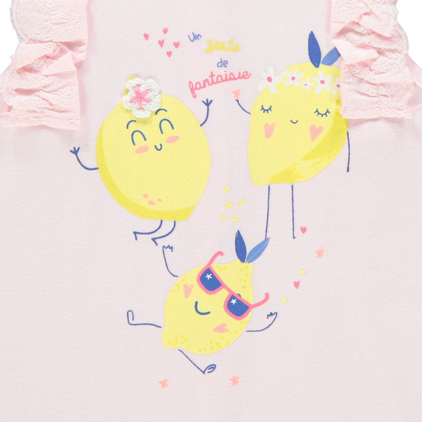 Combinaison courte à fruits printés et volants 