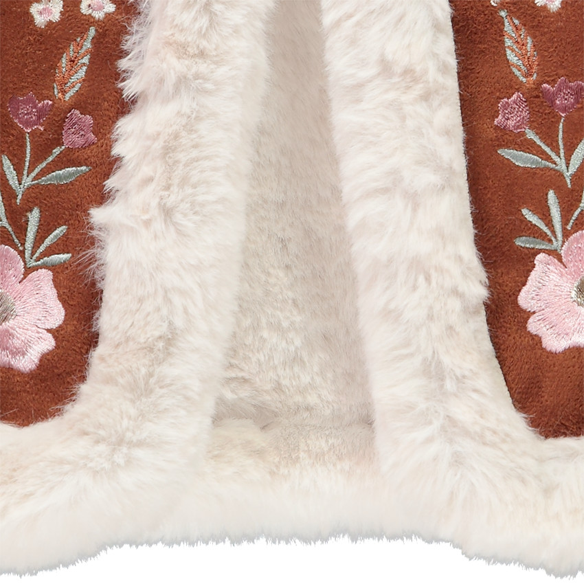 Vest zonder mouwen in suède-effect met borduursel voor meisjes 