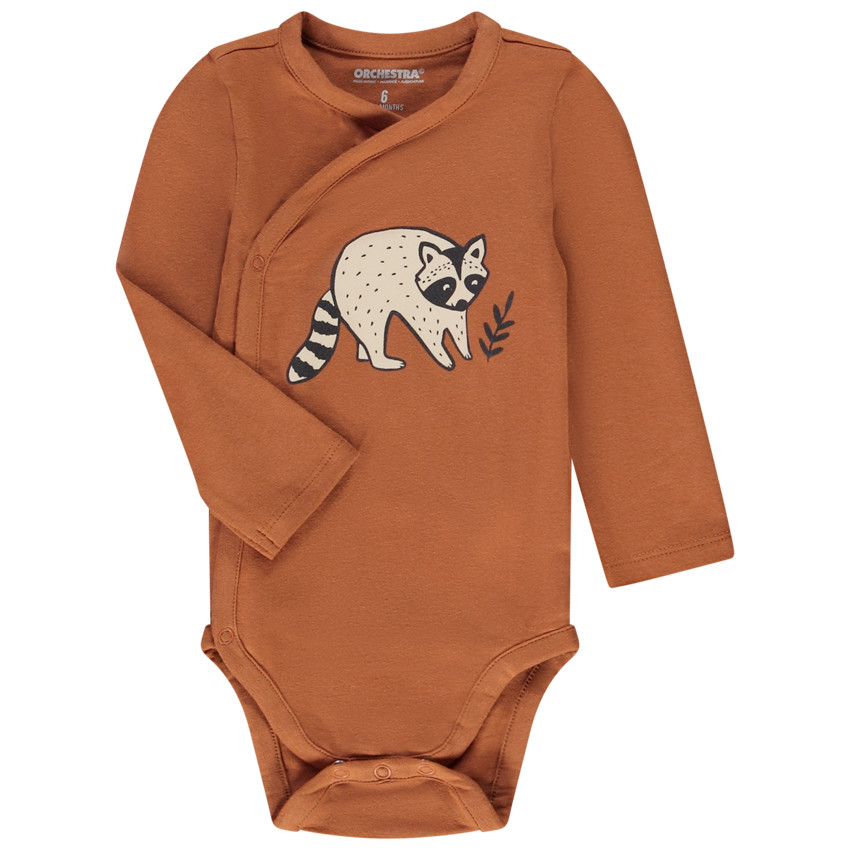 Set van 7 lange mouwen dieren bodies voor babyjongen met verschillende openingen afhankelijk van de leeftijd 