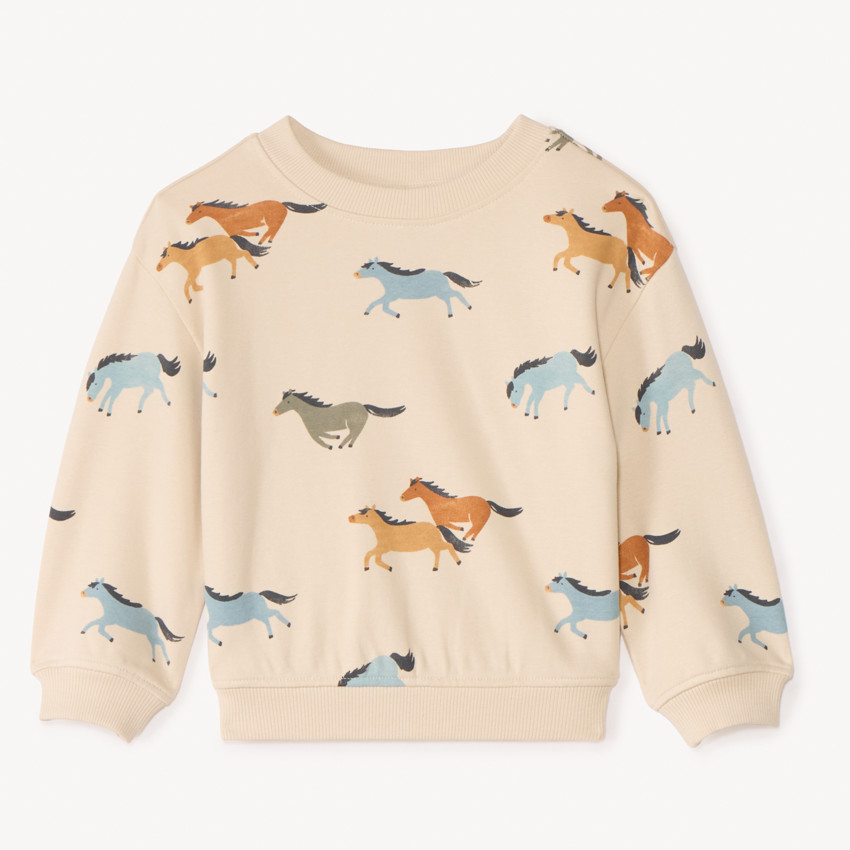 Oversized sweatshirt met paardenprint voor baby jongens 