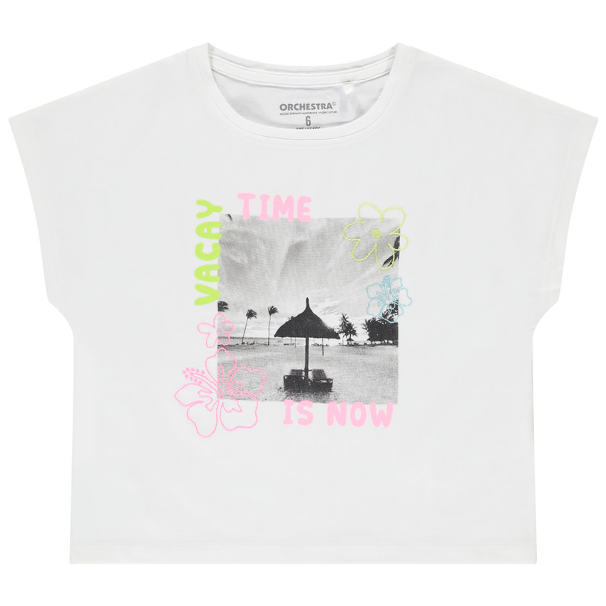 T-shirt manches courtes forme boîte photoprinté pour fille 