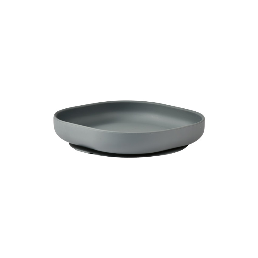 Assiette en silicone avec ventouse Gris minéral 