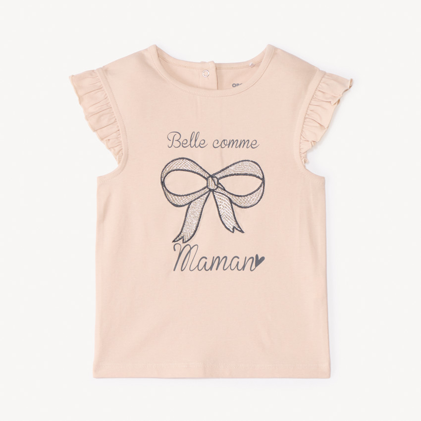 T-shirt manches courtes à broderie dorée pour bébé fille 