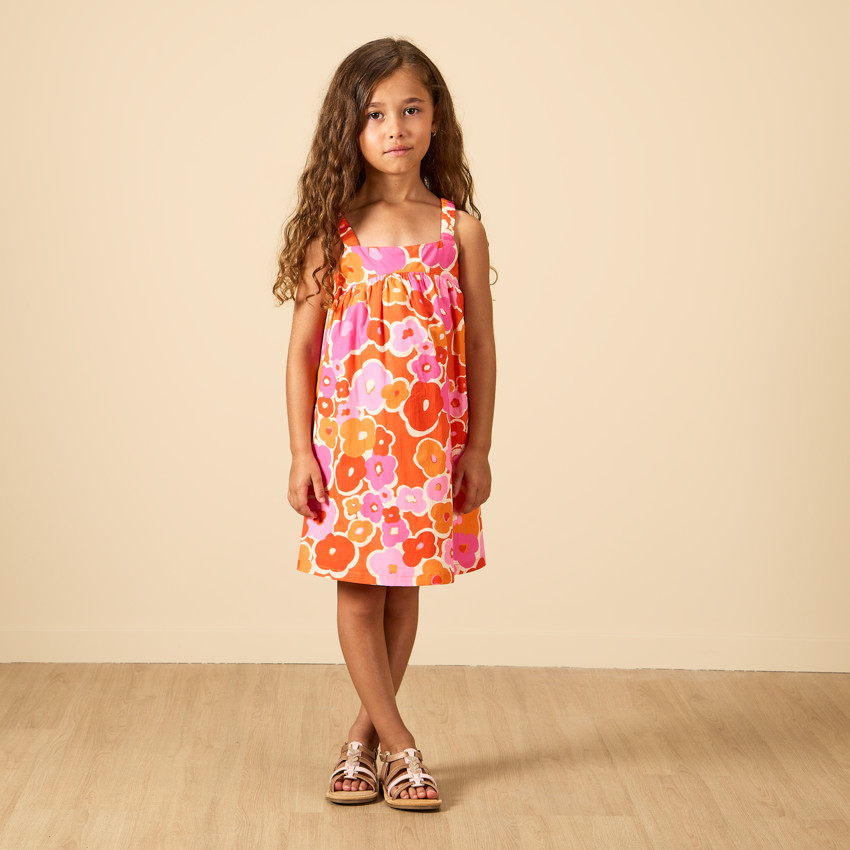 Rok met elastische schouderbanden en bloemenprint voor meisjes 