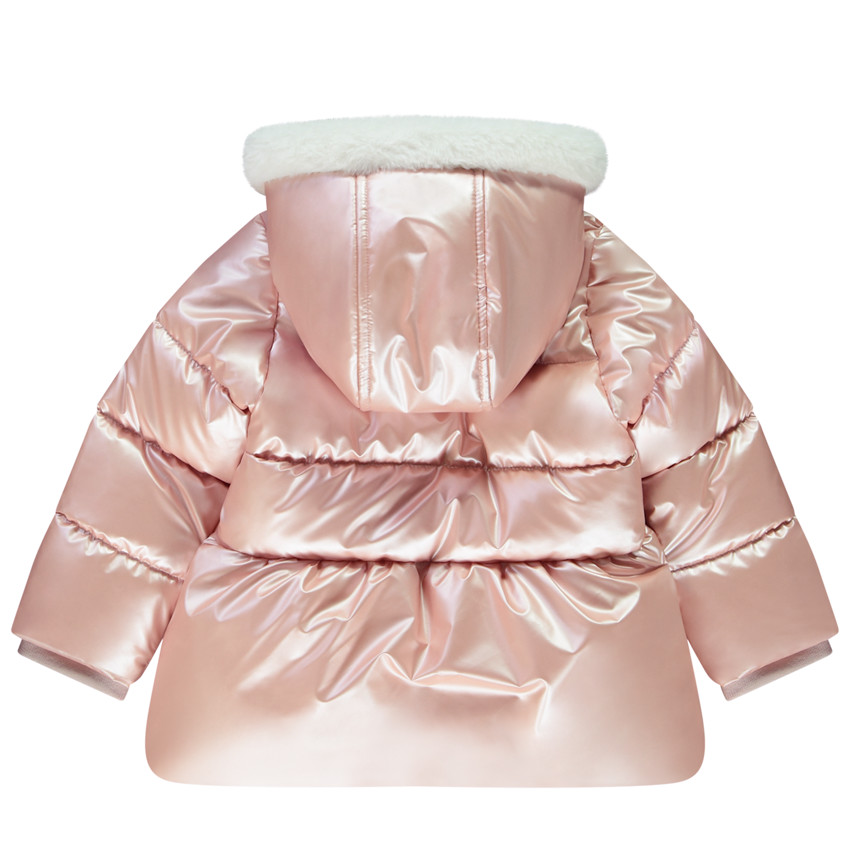 Doudoune en toile et sherpa rose effet matelassé pour bébé fille 