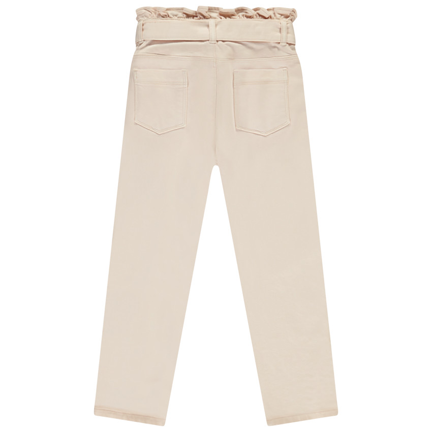 Jean paperbag uni avec ceinture à nouer pour fille  