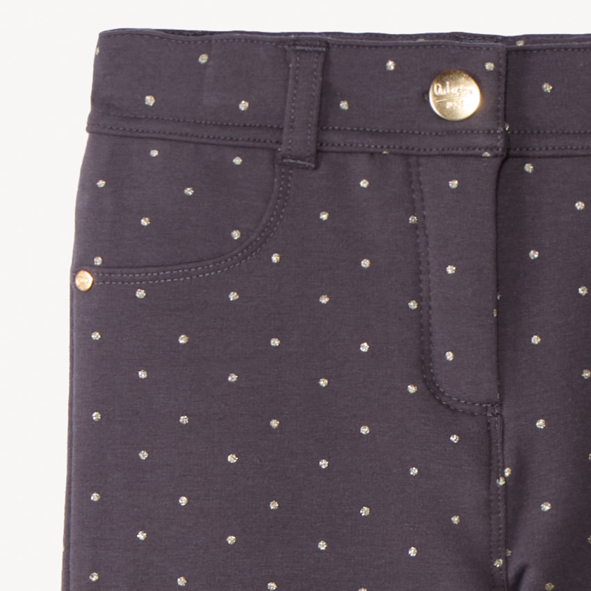 Pantalon skinny imprimé pois pailletés pour fille 