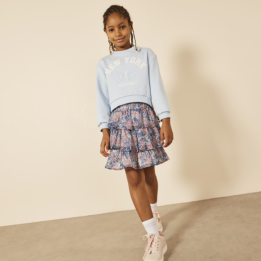 Sweat crop top oversize print papillon pour fille 