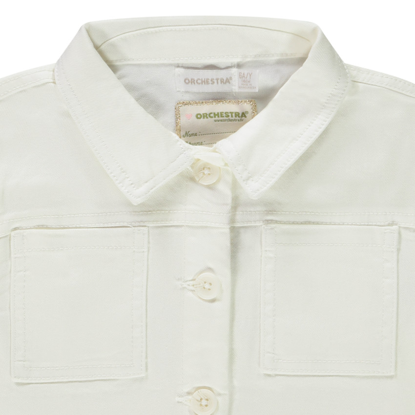 Veste en jean style worker finition raw cut pour fille 