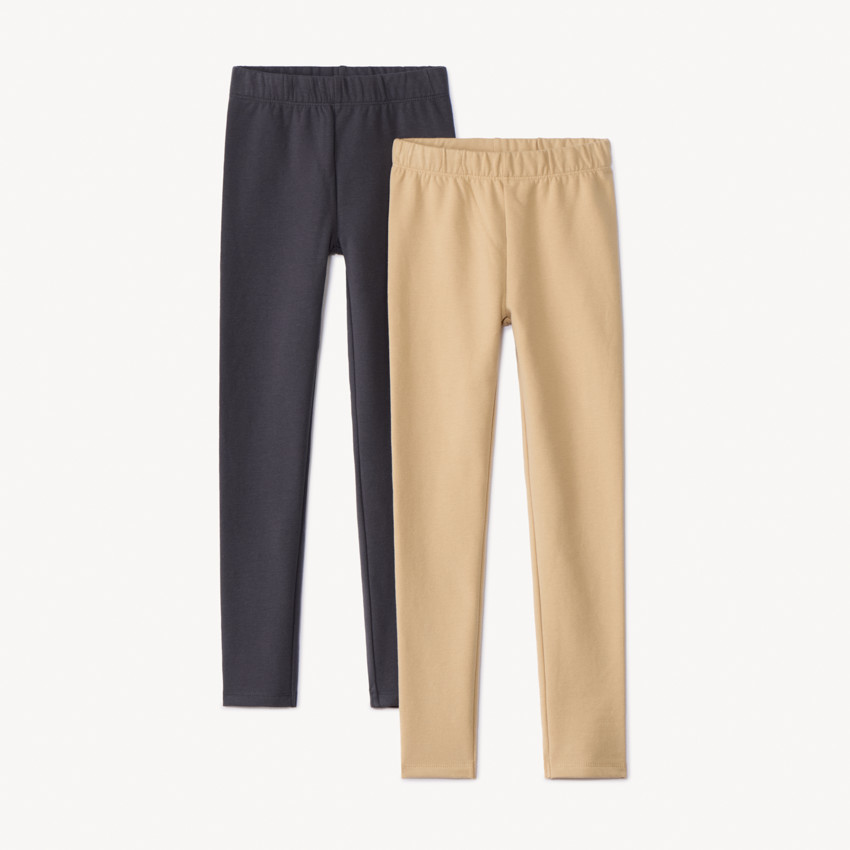 Lot de 2 leggings en molleton uni pour fille 