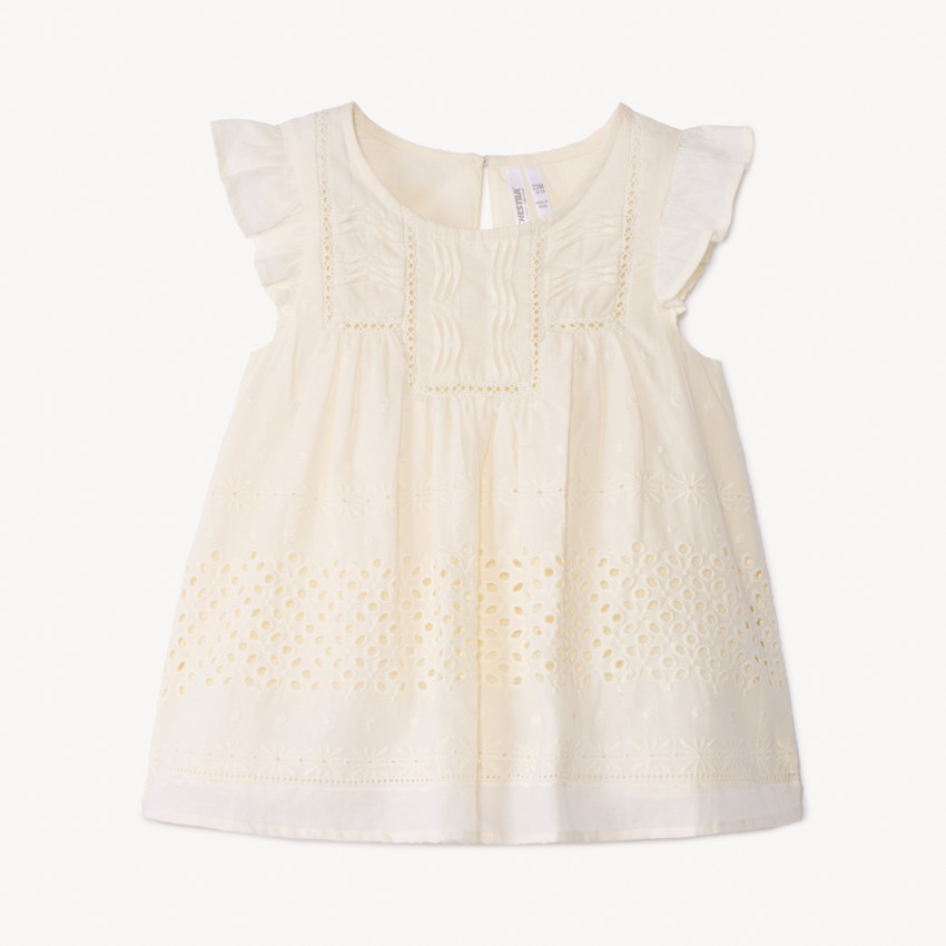 Tuniek met korte mouwen, volant en borduursels voor babymeisje 