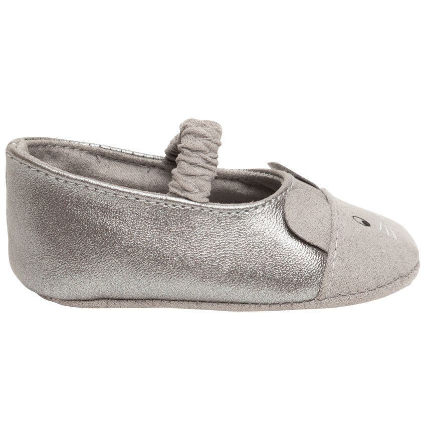 Babies souples argentées motif souris pour bébé fille 