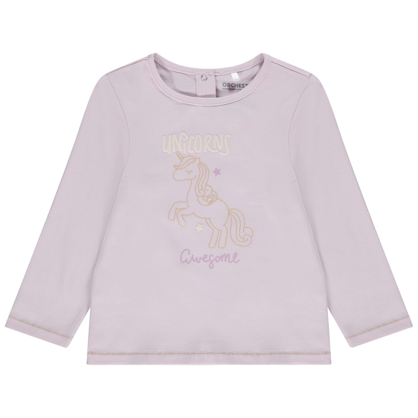 T-shirt manches longues en jersey print licorne pour bébé fille 