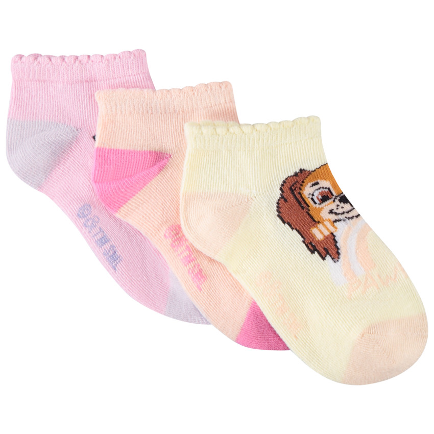 Lot de 3 paires de chaussettes courtes Pat'Patrouille pour fille 