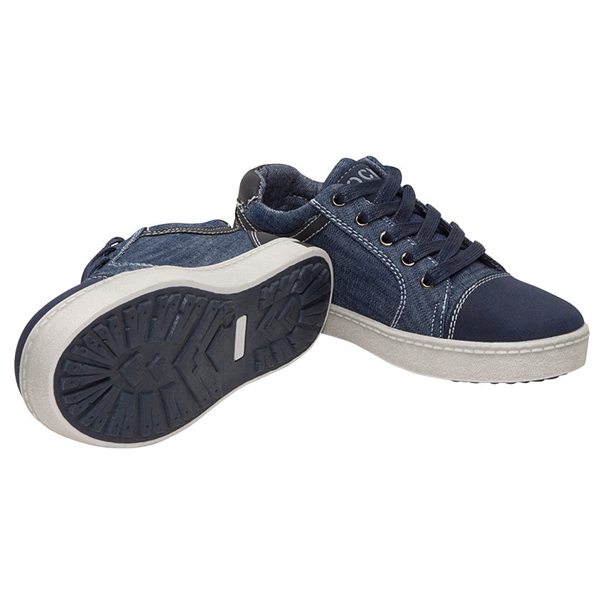 Baskets basses en toile à lacets et zip côté 