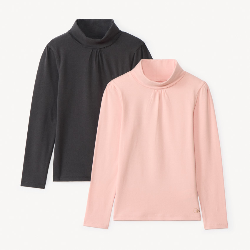 Lot de 2 sous-pulls unis à col roulé pour fille 