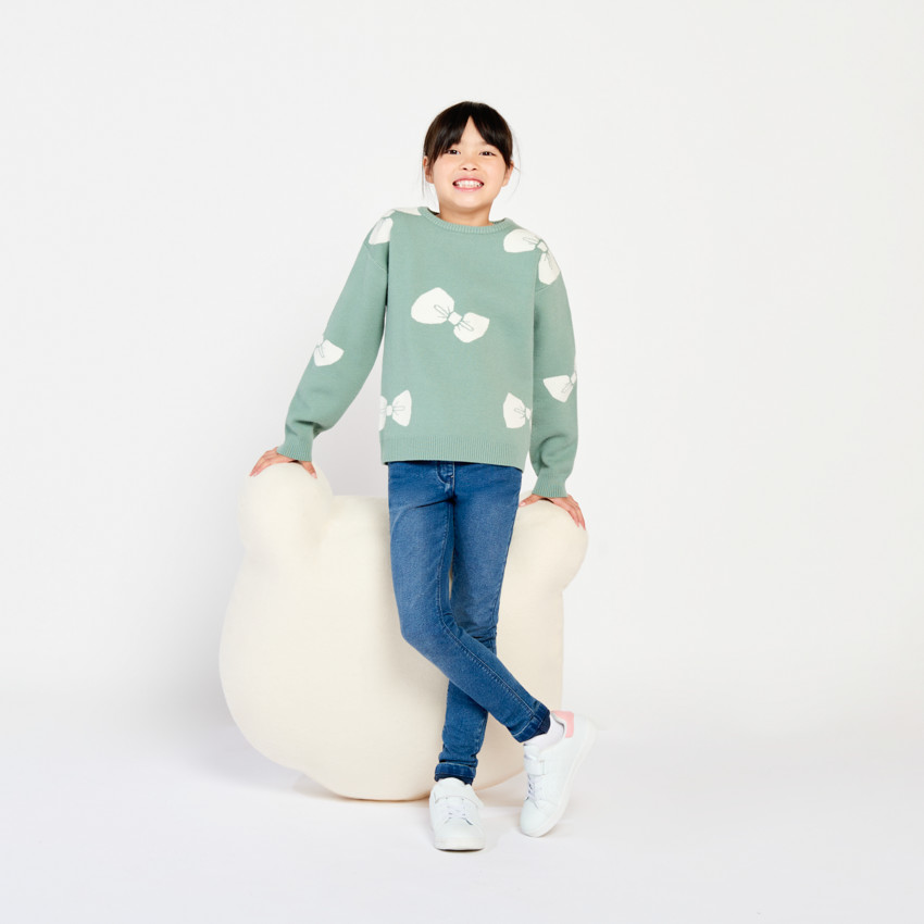 Trui met lange mouwen, semi-oversized, met knooppatroon voor meisjes 