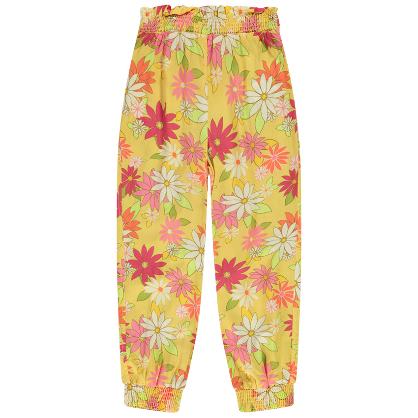 Fluïde broek met bloemenprint om te knopen voor meisjes 