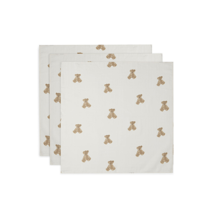 Lot de 3 langes en gaze de coton Teddy Bear 