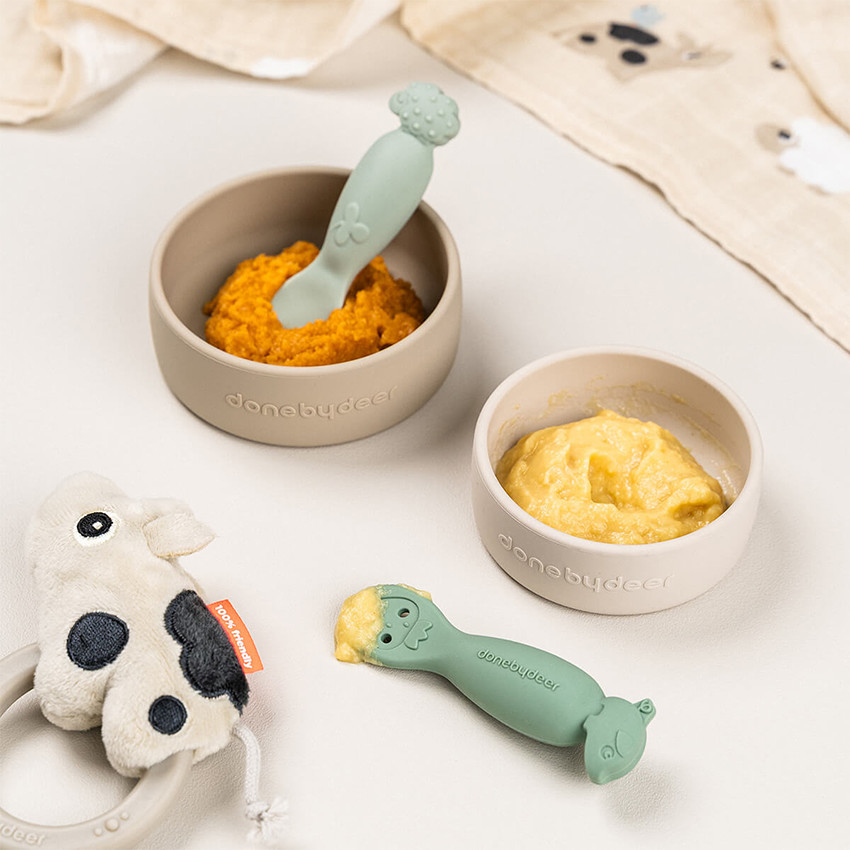 Set van 2 lepels voor leren Tiny Farm Groen 
