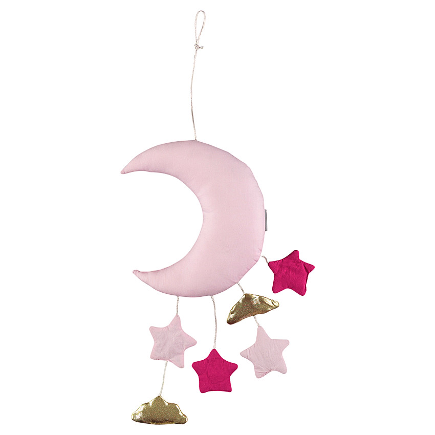 Mobile ouatiné forme lune avec petites suspensions 