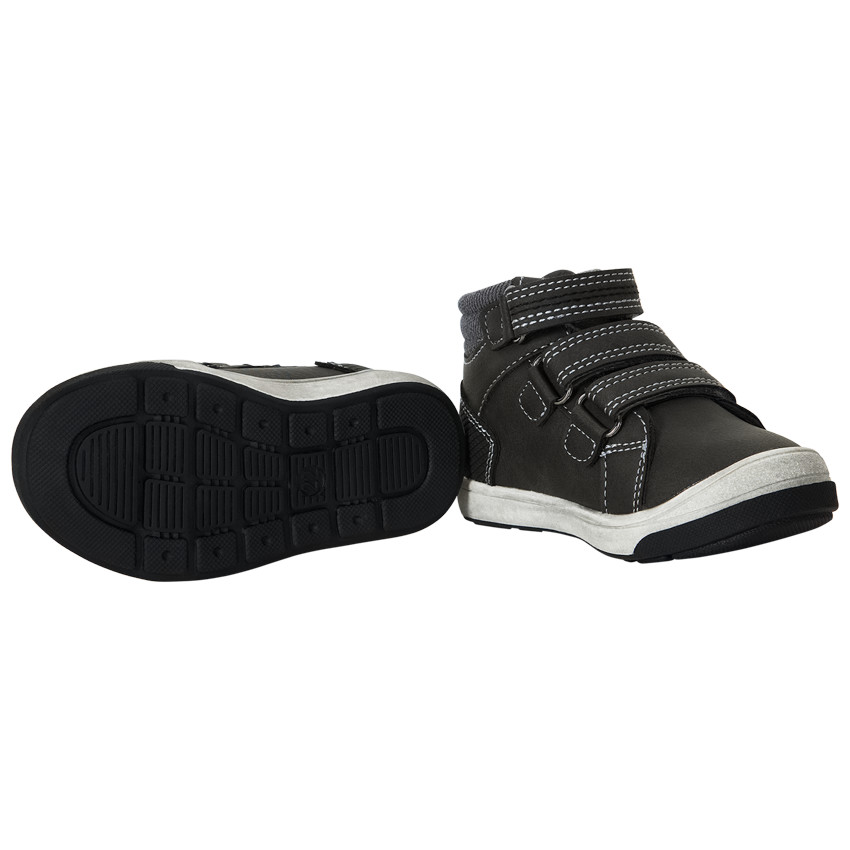 Donkergrijze laarsjes met drie velcro