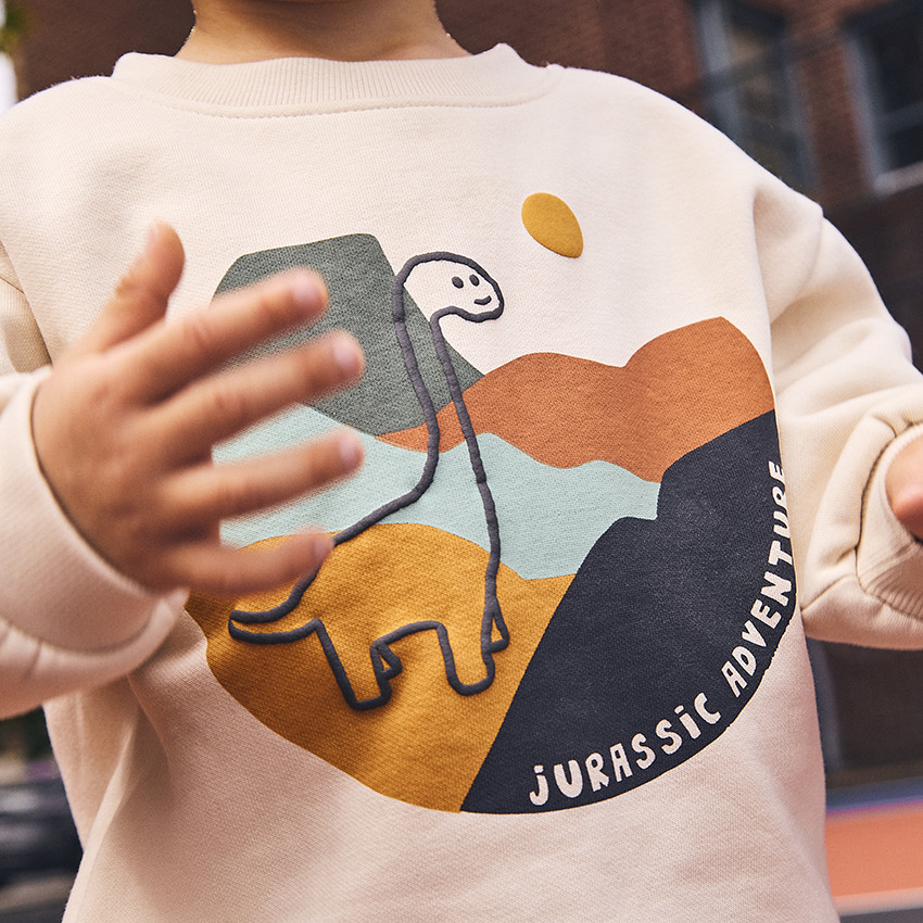 Sweat oversize puff print dinosaure pour bébé garçon 