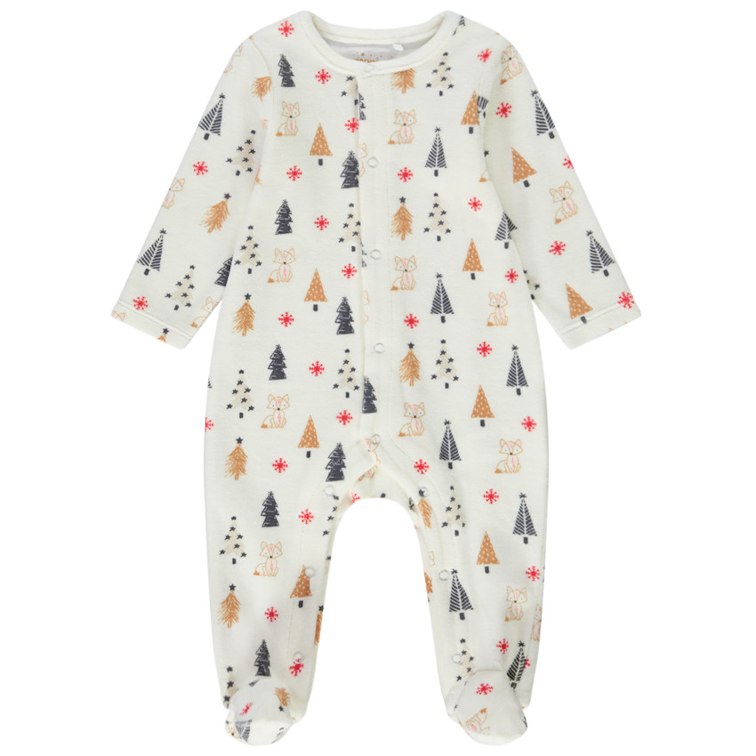 Pyjama in fluweel met kerstmotief voor baby 