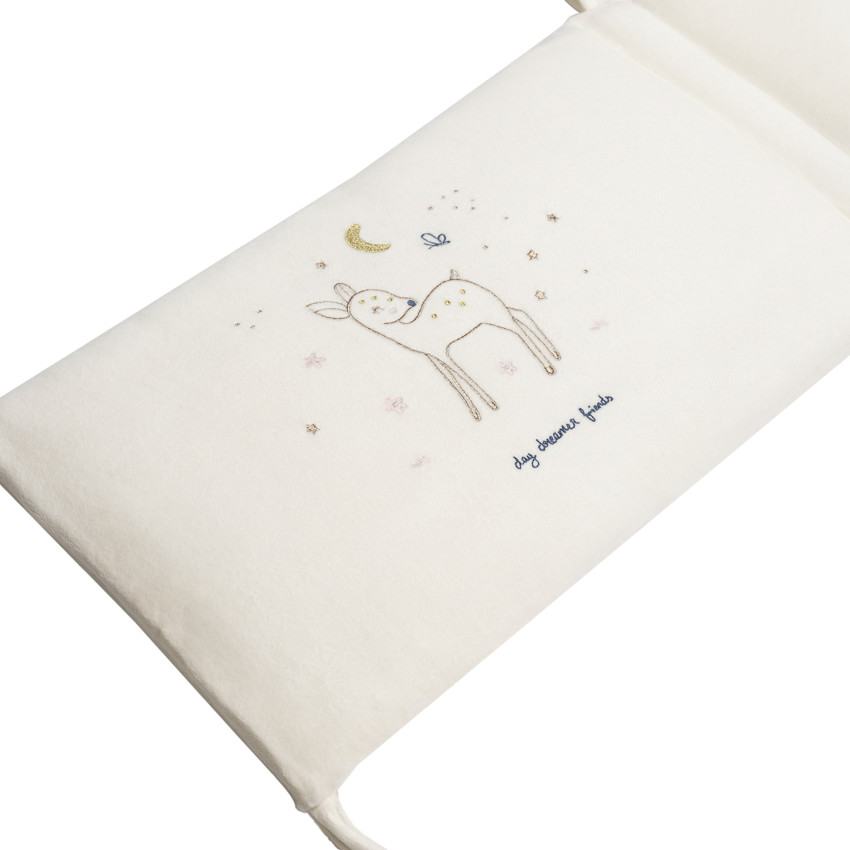 Tour de lit 3 pans en velours Little Deer écru 