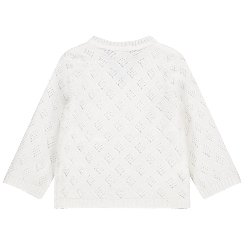Gebreid vest in cache-coeur stijl met opengewerkte fantasie voor baby meisjes 