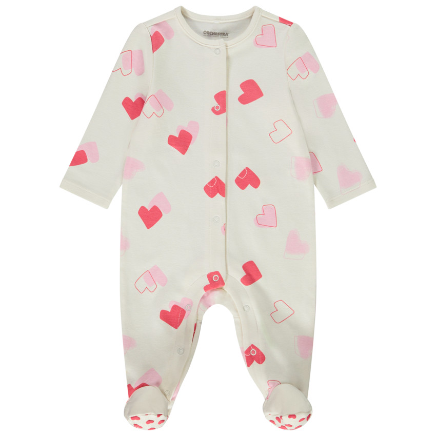 Dors-bien imprimé cœurs pour bébé fille avec ouvertures différentes selon l'âge 