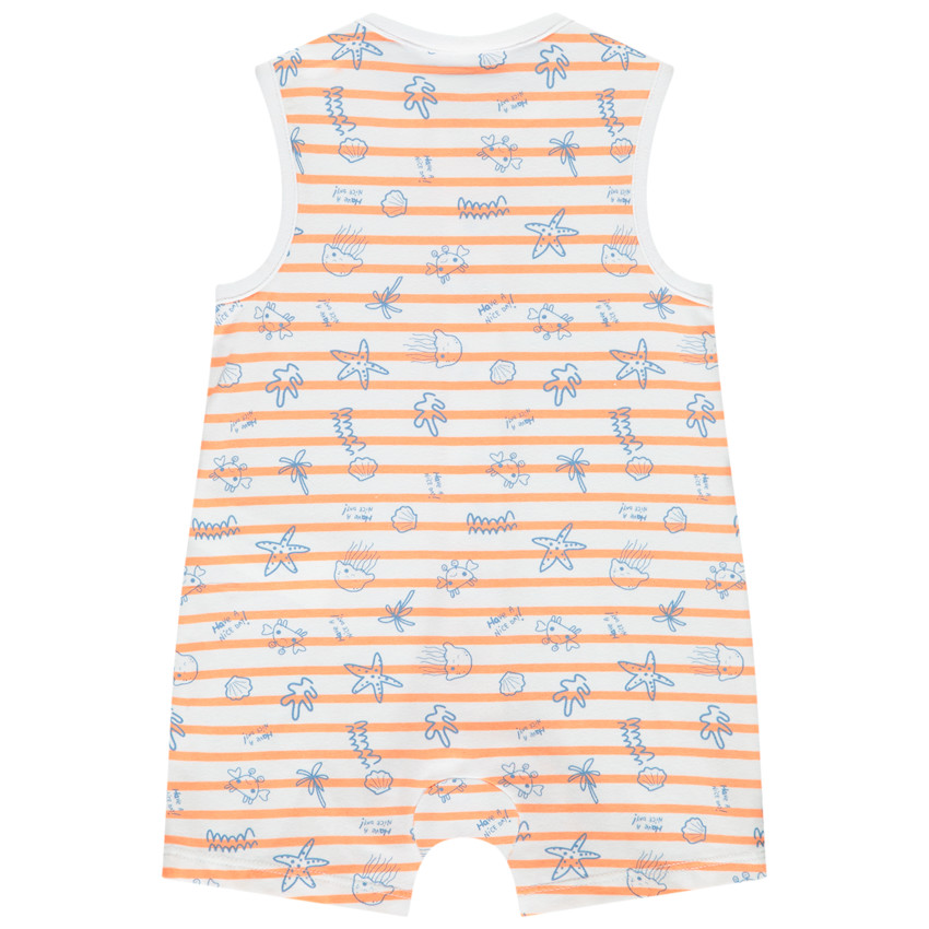 Combinaison courte à rayures et imprimée fantaisie pour bébé garçon  