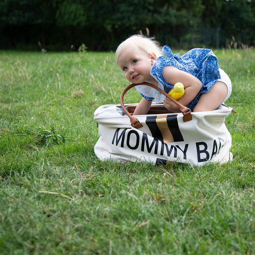 Sac à langer Mommy Bag - Blanc/noir/or 