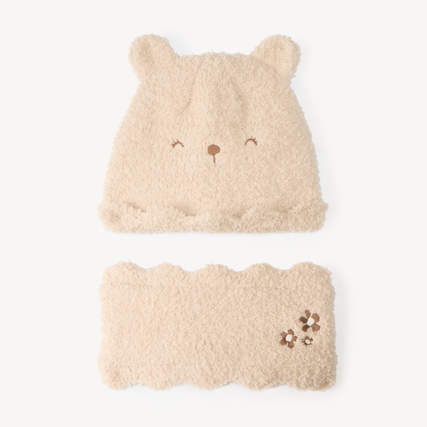 Ensemble bonnet et snood en sherpa bébé fille 